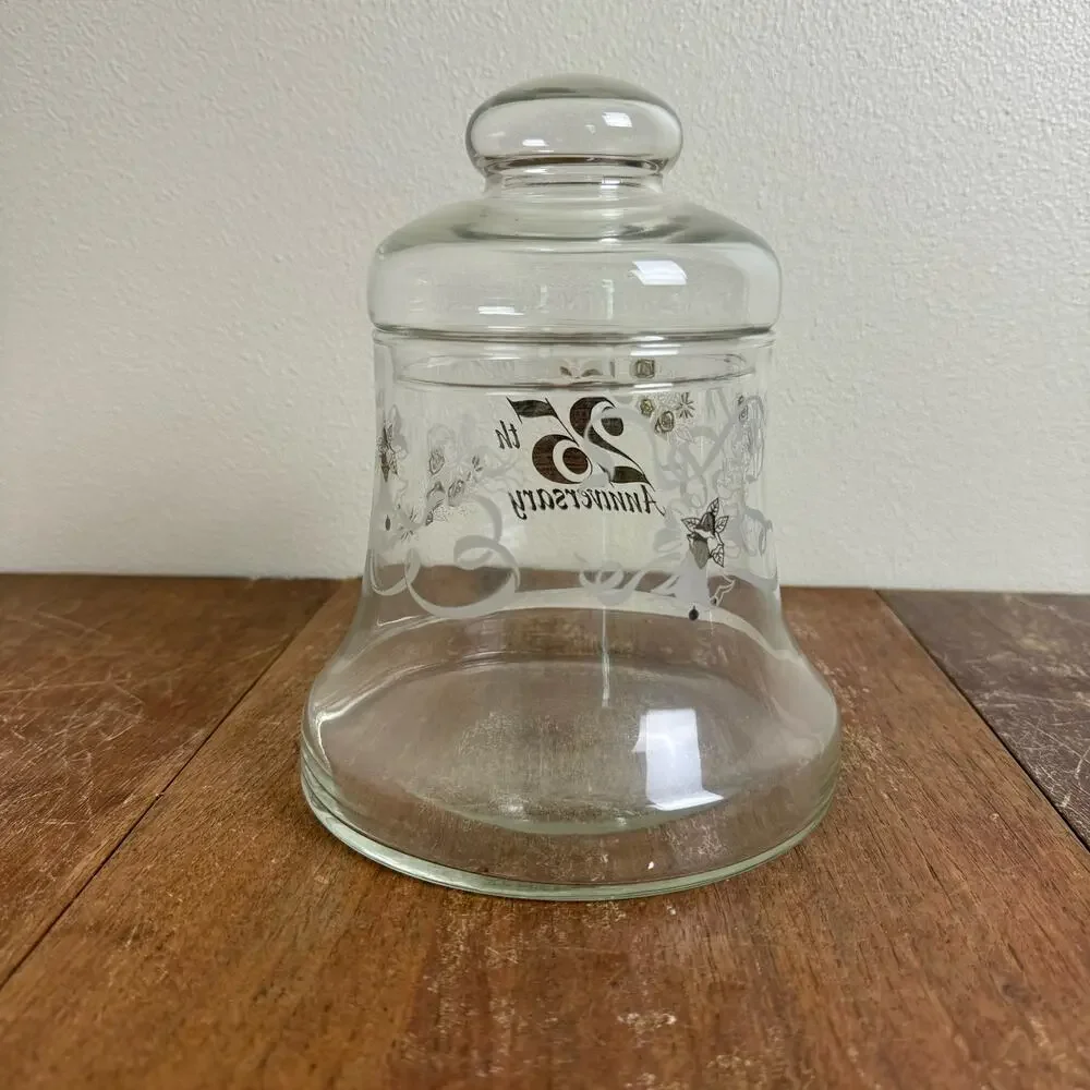 25th‎ Anniversary Silver detail VINTAGE Bell Shaped Candy Jar with Lid